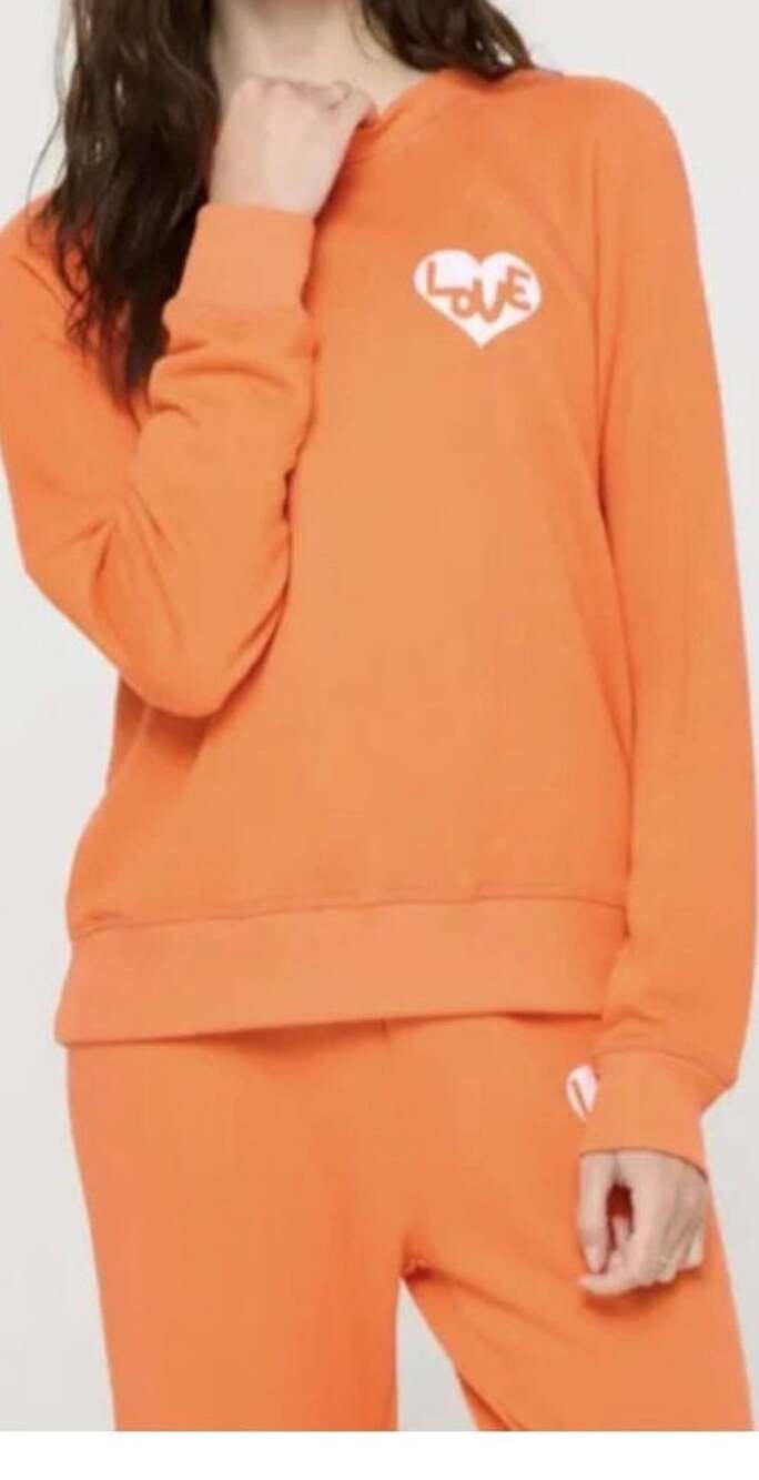 Spiritual Gangster Heart Forever Crew Sweatshirt Orange Size XS